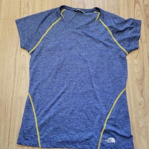The North Face Kids Heather Blue Tee with Yellow Trim